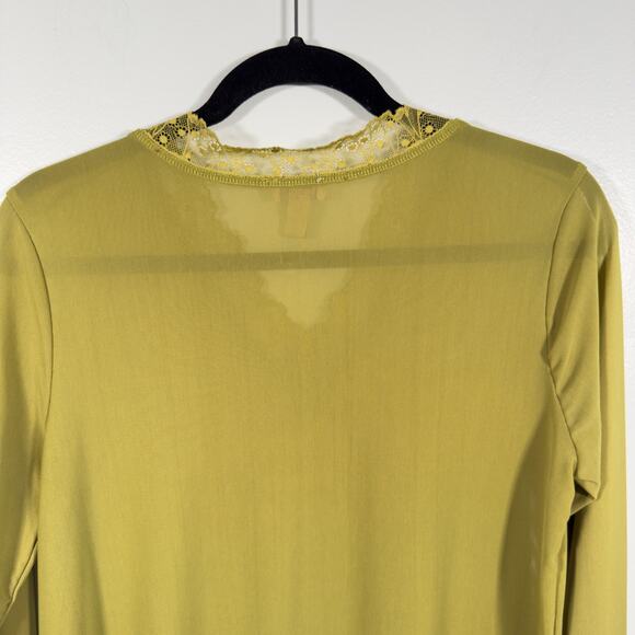 Moss Green Mesh Lace Long sleeve Top Goblincore Granola Girl Earthy Layering - Picture 7 of 8